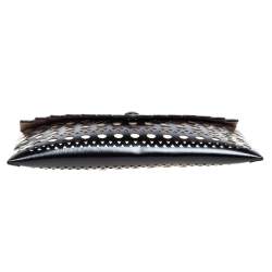 Pre Owned Alaia Black Lasercut Leather Envelope Clutch
