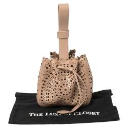 Pre Owned Alaia Vienne Old Rose Leather Laser Cut Bucket Bag
