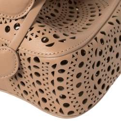Pre Owned Alaia Vienne Old Rose Leather Laser Cut Bucket Bag