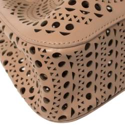 Pre Owned Alaia Vienne Old Rose Leather Laser Cut Bucket Bag