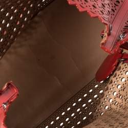 Alaia Red Lasercut Leather Mina Tote 