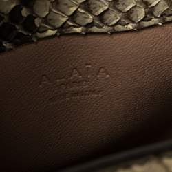 Alaia Beige/Black Python Drawstring Bucket Bag