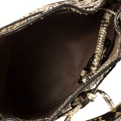 Alaia Beige/Black Python Drawstring Bucket Bag