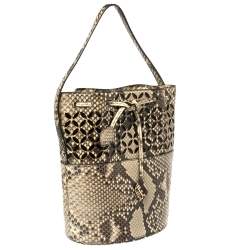 Alaia Beige/Black Python Drawstring Bucket Bag