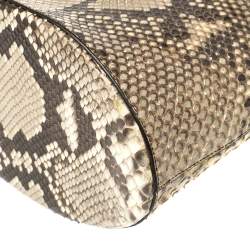 Alaia Beige/Black Python Drawstring Bucket Bag