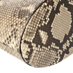 Alaia Beige/Black Python Drawstring Bucket Bag
