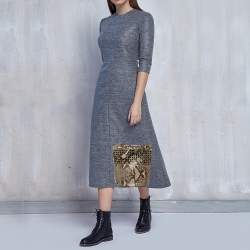 Alaia Beige/Black Python Drawstring Bucket Bag