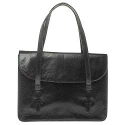 Alaia Black Lizard Flap Tote