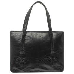 Alaia Black Lizard Flap Tote