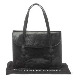 Alaia Black Lizard Flap Tote