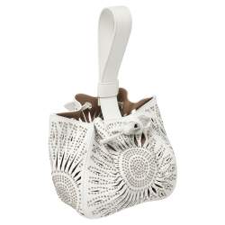 Pre Owned Alaia White Leather Rose Marie 16 Clutch Bag