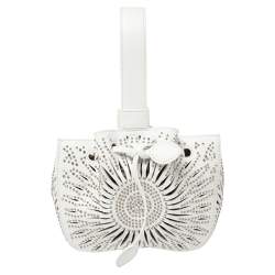 Pre Owned Alaia White Leather Rose Marie 16 Clutch Bag