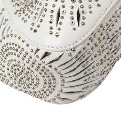 Pre Owned Alaia White Leather Rose Marie 16 Clutch Bag