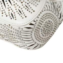 Pre Owned Alaia White Leather Rose Marie 16 Clutch Bag