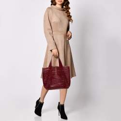 Pre Owned Alaia Red Leather Laser Cut Tote
