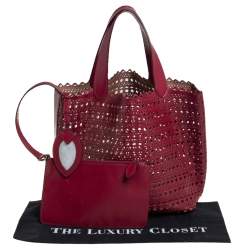 Pre Owned Alaia Red Leather Laser Cut Tote