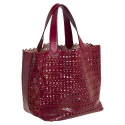 Pre Owned Alaia Red Leather Laser Cut Tote