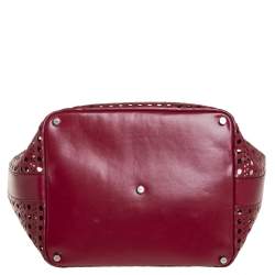Pre Owned Alaia Red Leather Laser Cut Tote