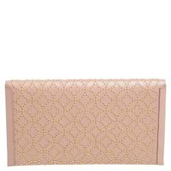 Pre Owned Alaia Pink Studded Leather Studded Envelope Clutch