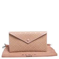 Pre Owned Alaia Pink Studded Leather Studded Envelope Clutch