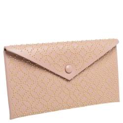 Pre Owned Alaia Pink Studded Leather Studded Envelope Clutch