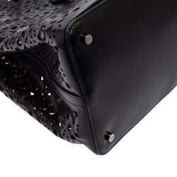 Pre Owned Alaia Black Leather Laser Cut Mina Tote