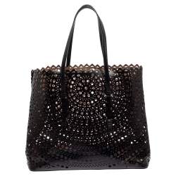 Pre Owned Alaia Black Leather Laser Cut Mina Tote