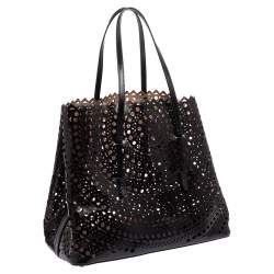 Pre Owned Alaia Black Leather Laser Cut Mina Tote