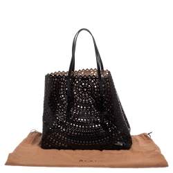 Pre Owned Alaia Black Leather Laser Cut Mina Tote
