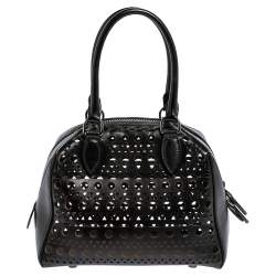 Pre Owned Alaia Black Leather Laser Cut Satchel