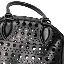 Pre Owned Alaia Black Leather Laser Cut Satchel