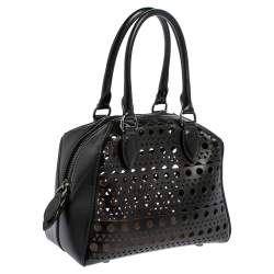 Pre Owned Alaia Black Leather Laser Cut Satchel