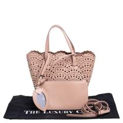 Pre Owned Alaia Beige Laser Cut Leather Mina Tote