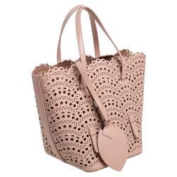 Pre Owned Alaia Beige Laser Cut Leather Mina Tote