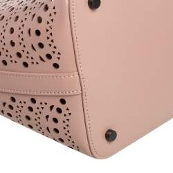 Pre Owned Alaia Beige Laser Cut Leather Mina Tote