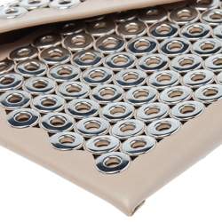 Pre Owned Alaia Beige Leather Grommet Embellished Envelope Clutch