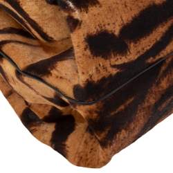 Alaia Brown Tiger Print Calfhair Frame Top Handle Bag