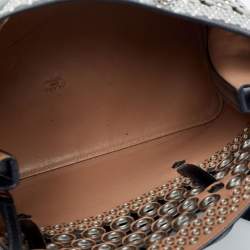 Alaia Black Leather Eyelet Embellished Tote