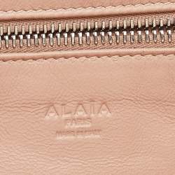 Pre Owned Alaia Off White/Brown Canvas and Croc Embossed Leather Satchel