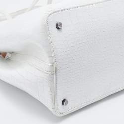 Alaia White Croc Embossed Leather Mina Vienne Tote