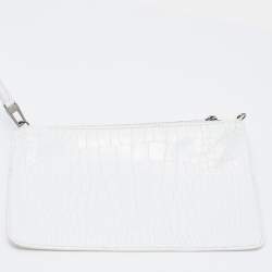 Alaia White Croc Embossed Leather Mina Vienne Tote