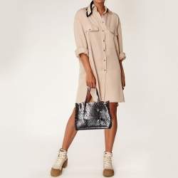 Pre Owned Alaia Black Leather Laser Cut Out Mina Shopper Tote