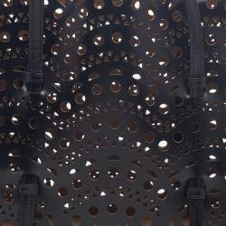 Pre Owned Alaia Black Leather Laser Cut Out Mina Shopper Tote