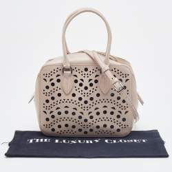 Pre Owned Alaia Beige Leather Laser Cut Out Bowler Bag