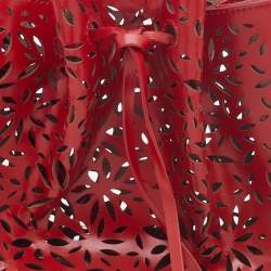 Pre Owned Alaia Red Perforated Leather Small Rose Marie Bucket Bag