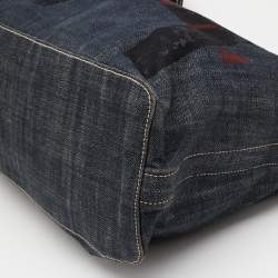 Pre Owned Alaia Dark Grey Denim and Leather Hobo