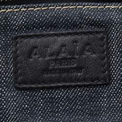 Pre Owned Alaia Dark Grey Denim and Leather Hobo