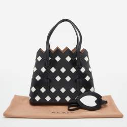 Alaia Black/White Leather Laser Cut Tote