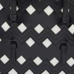Alaia Black/White Leather Laser Cut Tote