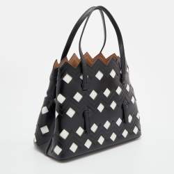 Alaia Black/White Leather Laser Cut Tote